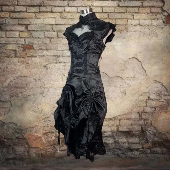 Jawbreaker Gothic Victorian Edwardian Prom Ball Witch Black Dress L - Picture 1 of 9